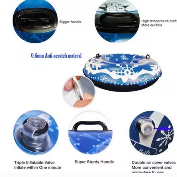 Zoombros  48 in. Inflatable Wear-Resistant Antifreeze Snow Tube with Han… - Picture 3 of 8